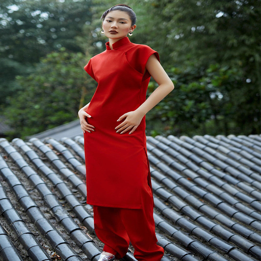 Leaving the pavilion and returning home red qipao dress new Chinese style morning gown female bride s wedding toast dress engagement dress can be worn on a regular basis image 7