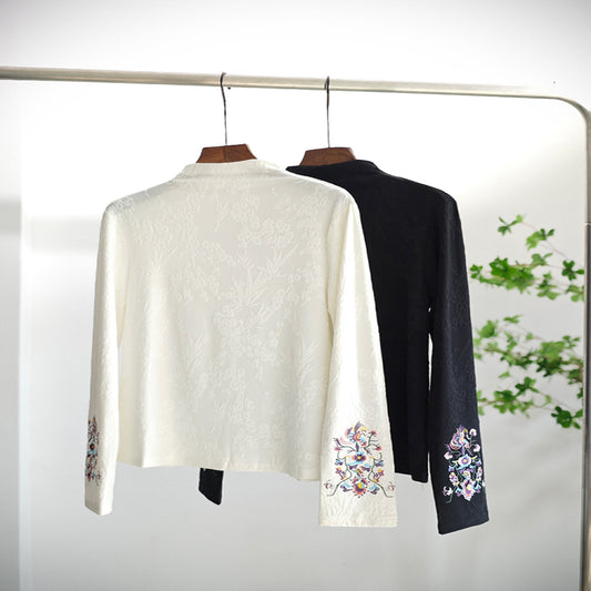 ASAYA4020 Chinese Style Embroidered Half Collar Velvet Long Sleeve ✨🕊️