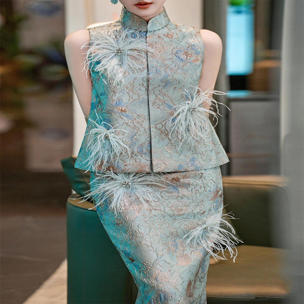 New Chinese style morning shoot dress female bride high end national style wedding banquet high end luxury niche suit toast dress long image 4