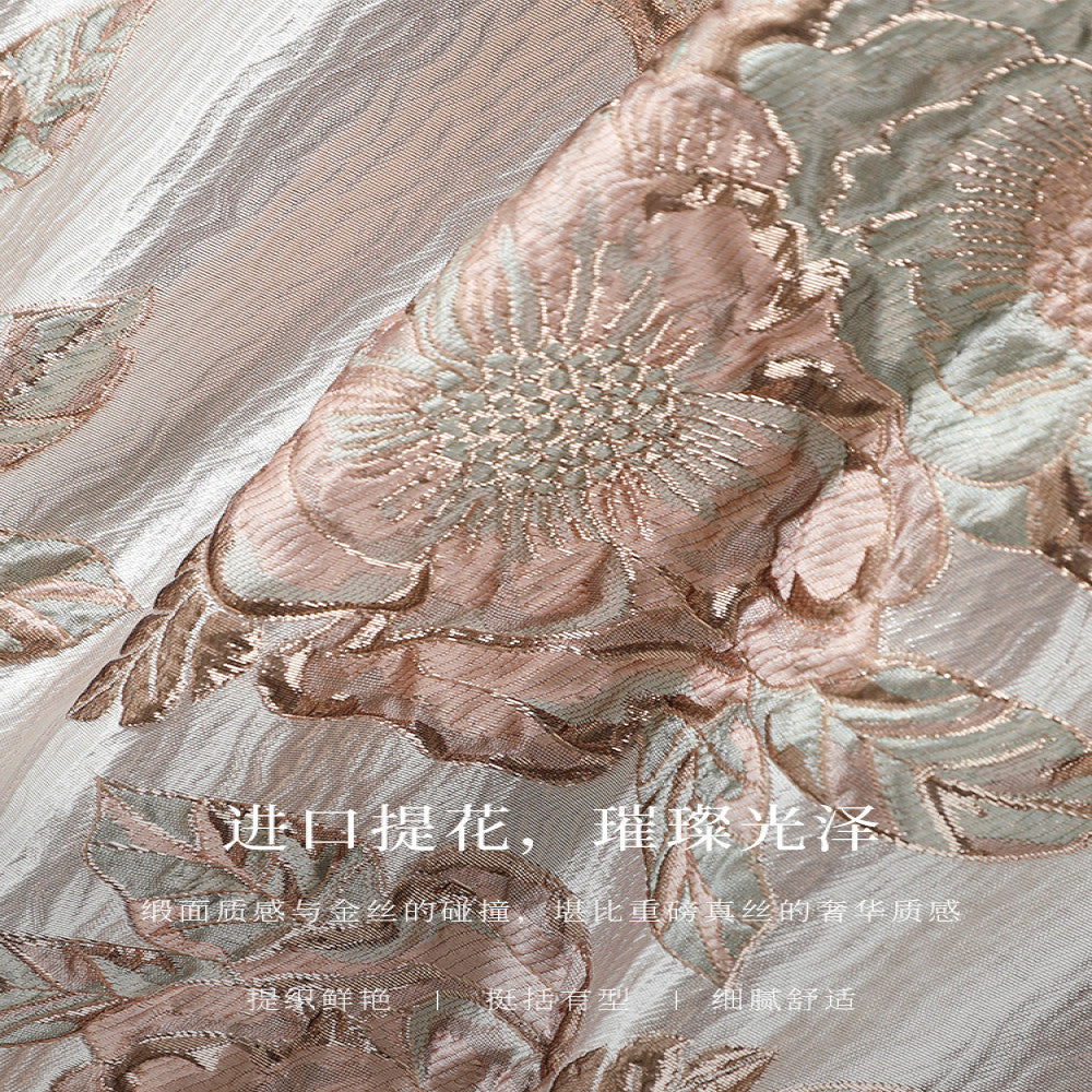 Ruyi Lianyun Zhao Shuo Bright Silk Satin Jacquard Skirt Women s New Chinese Style Elastic Waist Straight Skirt image 5