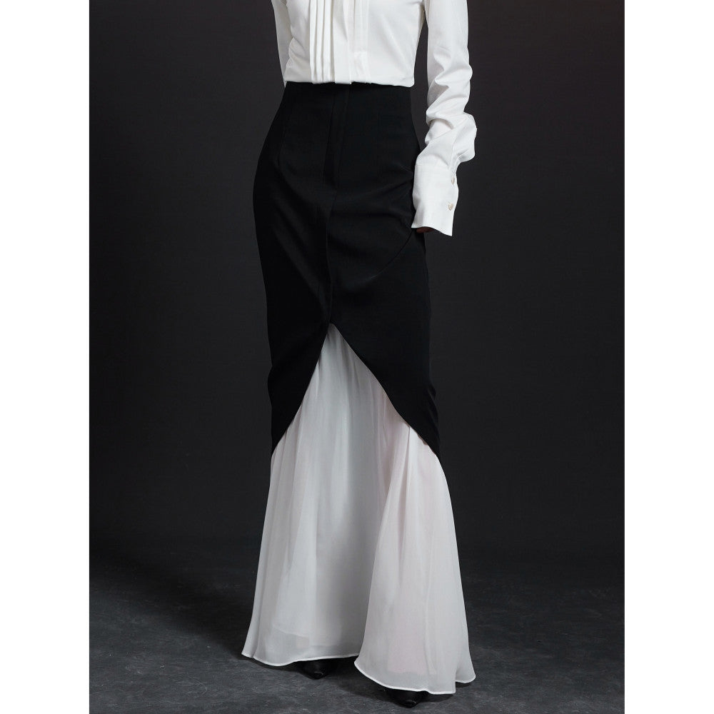 Hello Peppa black and white spliced fish tail half skirt for women in summer 2025 high waisted and hip hugging fake two piece mesh vase skirt image 0