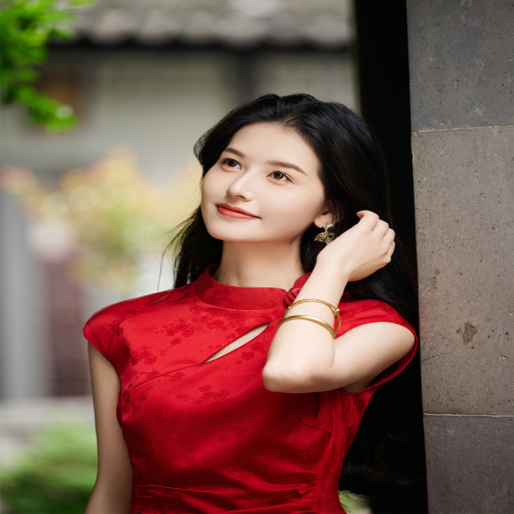 Suai Corolla New Chinese Retro Red Cheongsam Women s Summer New Style Engagement Certificate Toasting Dress Sleeveless image 2