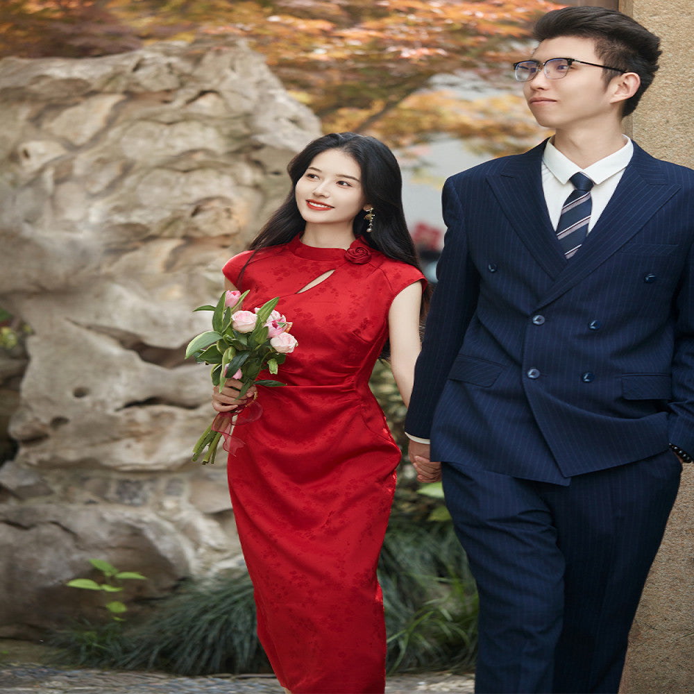 Suai Corolla New Chinese Retro Red Cheongsam Women s Summer New Style Engagement Certificate Toasting Dress Sleeveless image 5