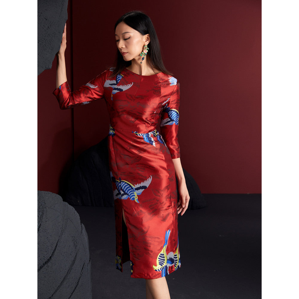 Fulang Original Design Style Shop Confident Luxury Jacquard Slim Fit Improved Hip Wrapped China Chic Long Cheongsam Dress image 9