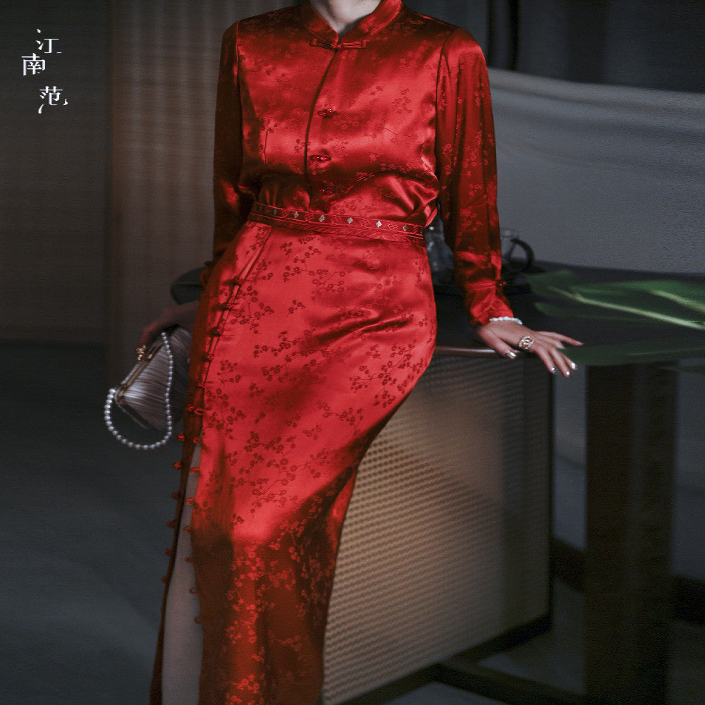 Jiangnan Fan Red Improved Tang Dress Versatile New Chinese High Waist Mid length Half length Skirt 2024 New Edition image 4