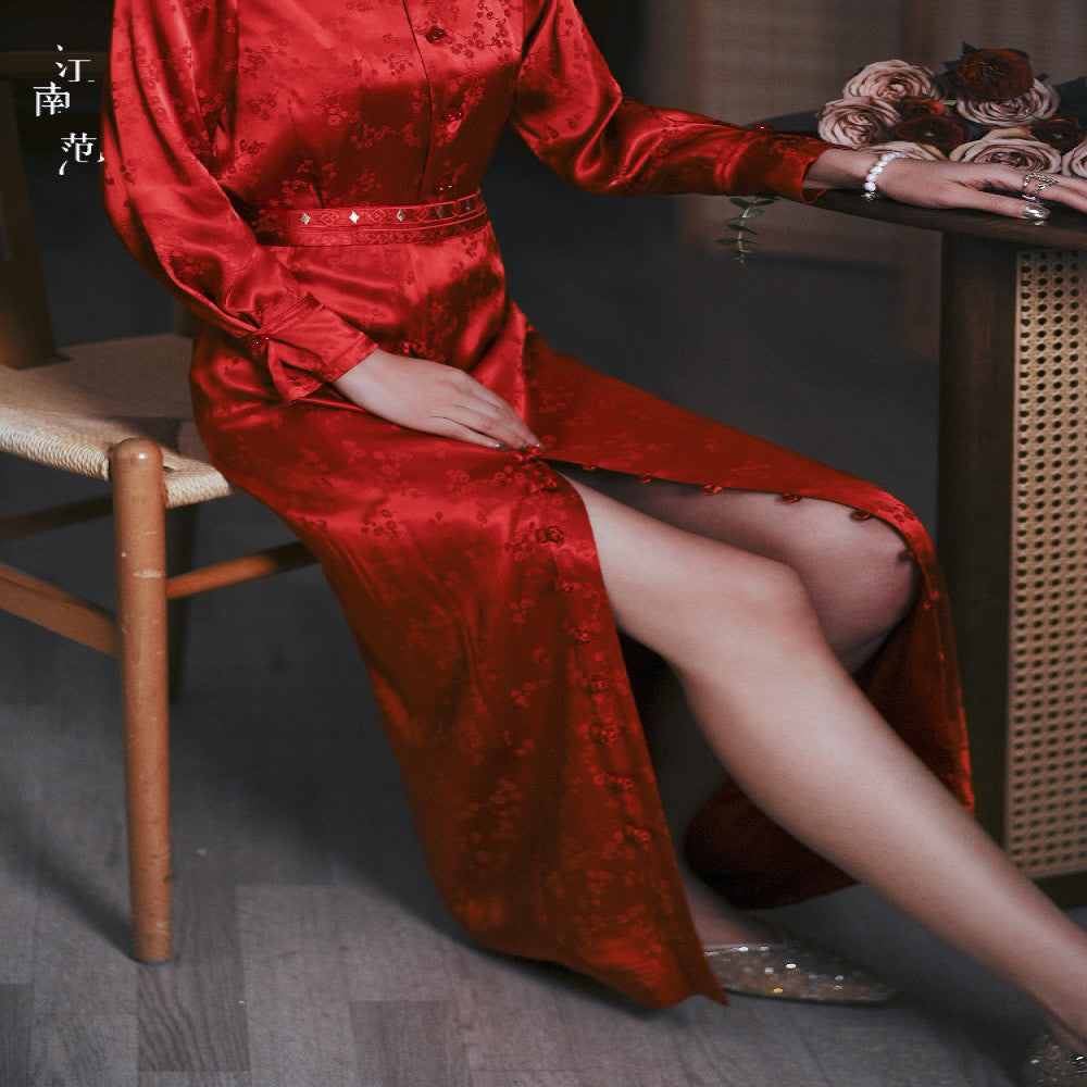 Jiangnan Fan Red Improved Tang Dress Versatile New Chinese High Waist Mid length Half length Skirt 2024 New Edition image 11