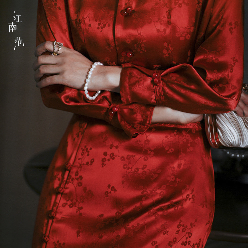 ASAYA3983 Elegant Tang Jacket Top – Radiance Red ✨