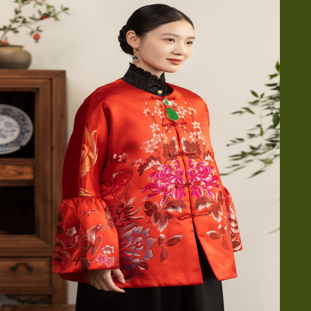 Excluding cost processing price CPP1244 jacquard old satin old fabric retro cotton coat jacket Chinese style jacket winter image 2