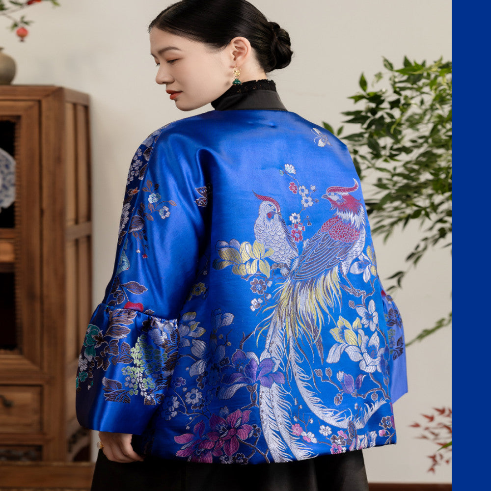 Excluding cost processing price CPP1244 jacquard old satin old fabric retro cotton coat jacket Chinese style jacket winter image 3