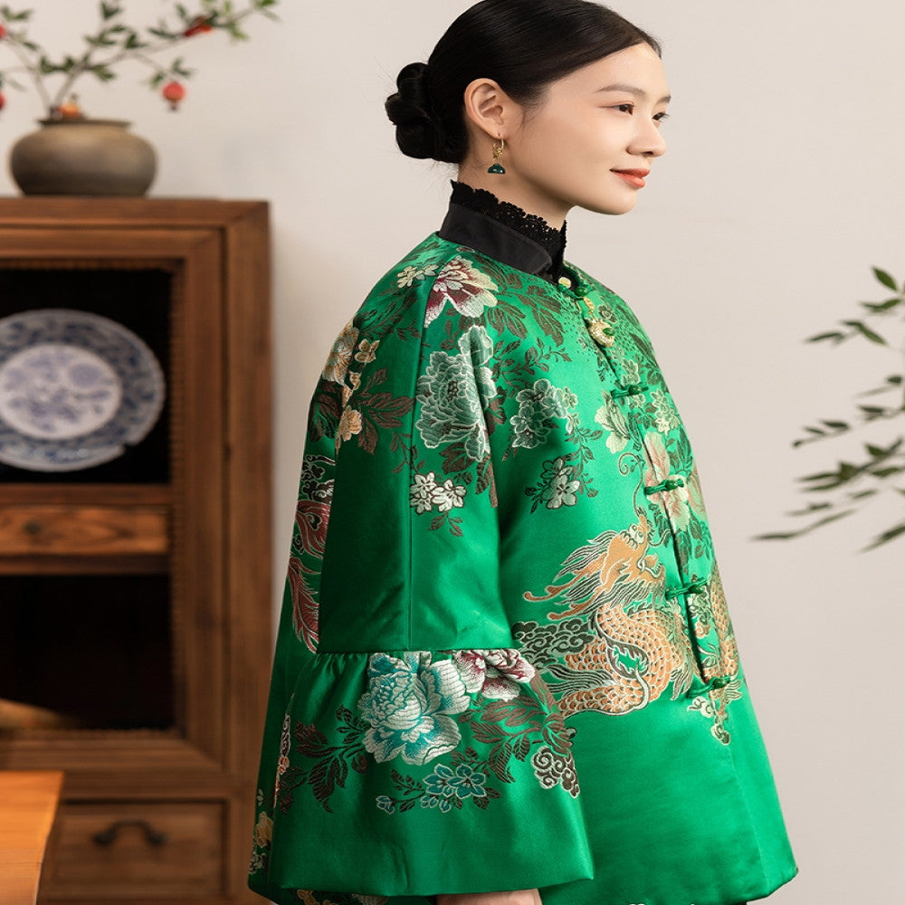 Excluding cost processing price CPP1244 jacquard old satin old fabric retro cotton coat jacket Chinese style jacket winter image 5