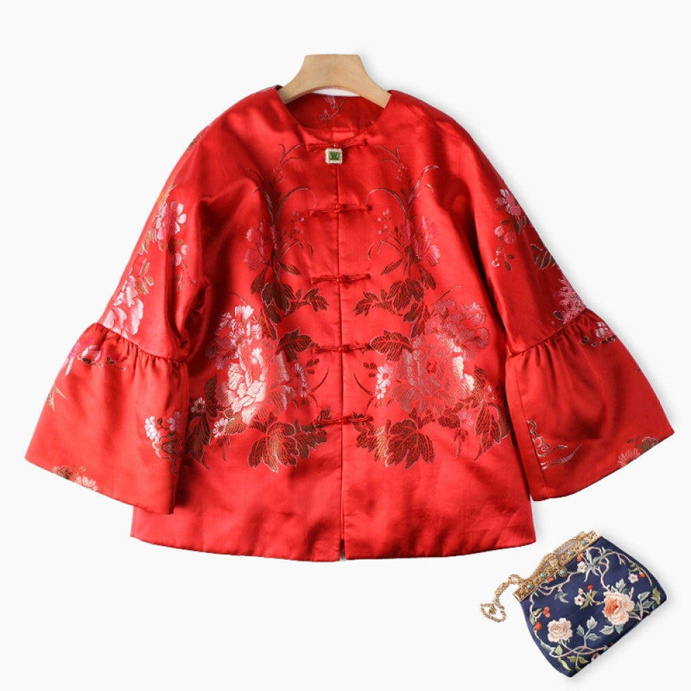 Excluding cost processing price CPP1244 jacquard old satin old fabric retro cotton coat jacket Chinese style jacket winter image 7