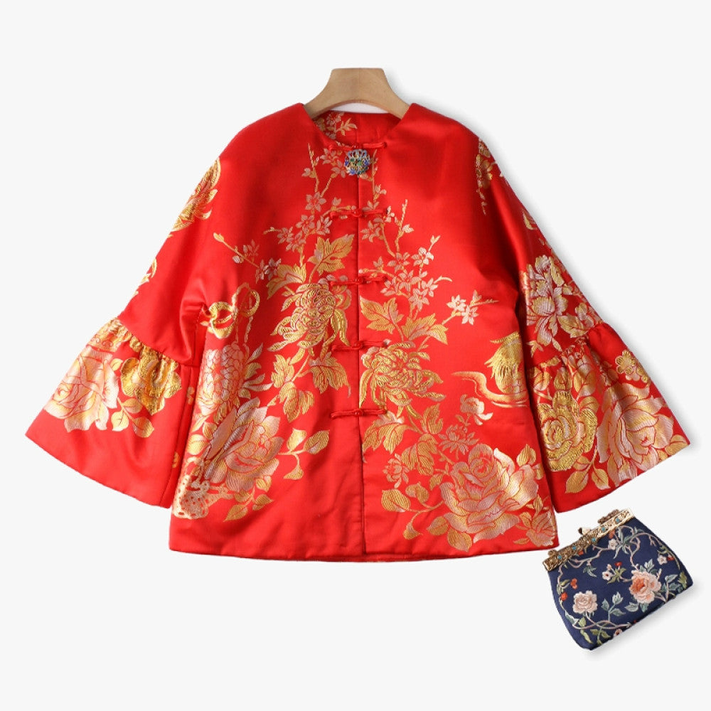 Excluding cost processing price CPP1244 jacquard old satin old fabric retro cotton coat jacket Chinese style jacket winter image 9