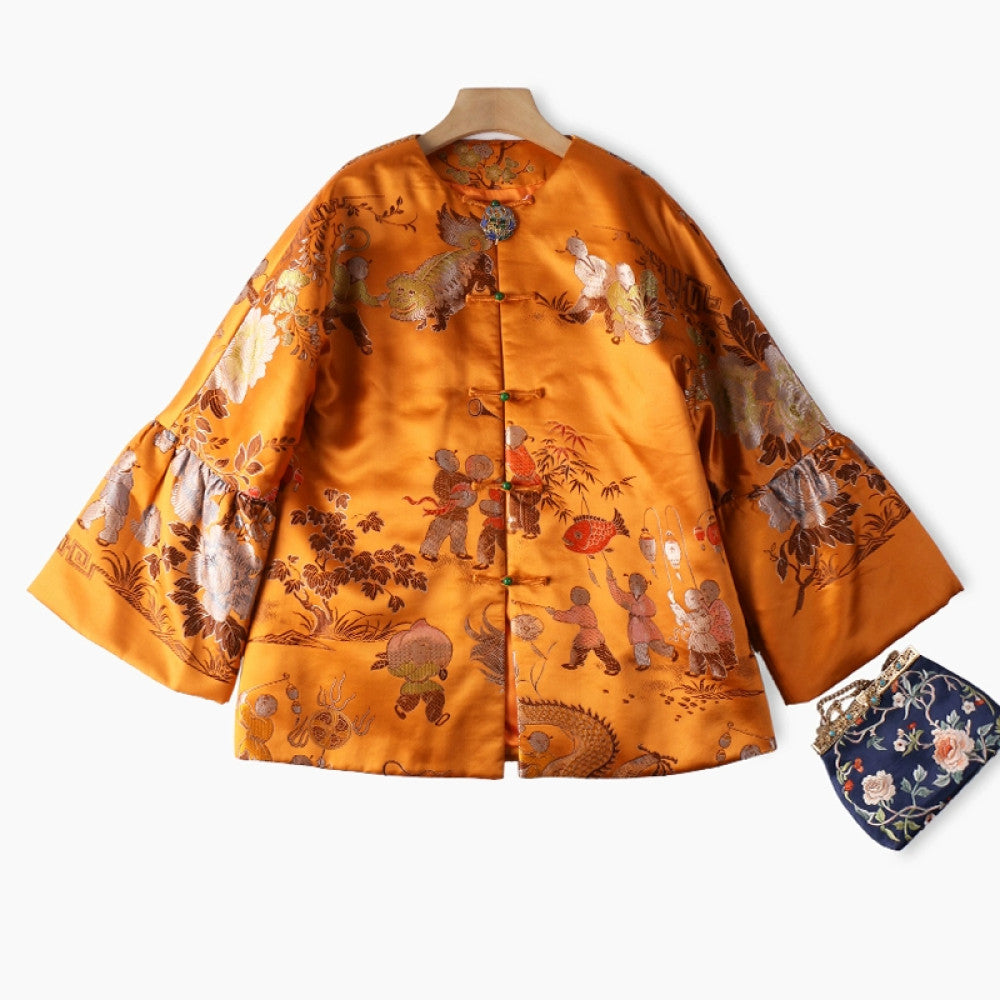Excluding cost processing price CPP1244 jacquard old satin old fabric retro cotton coat jacket Chinese style jacket winter image 10
