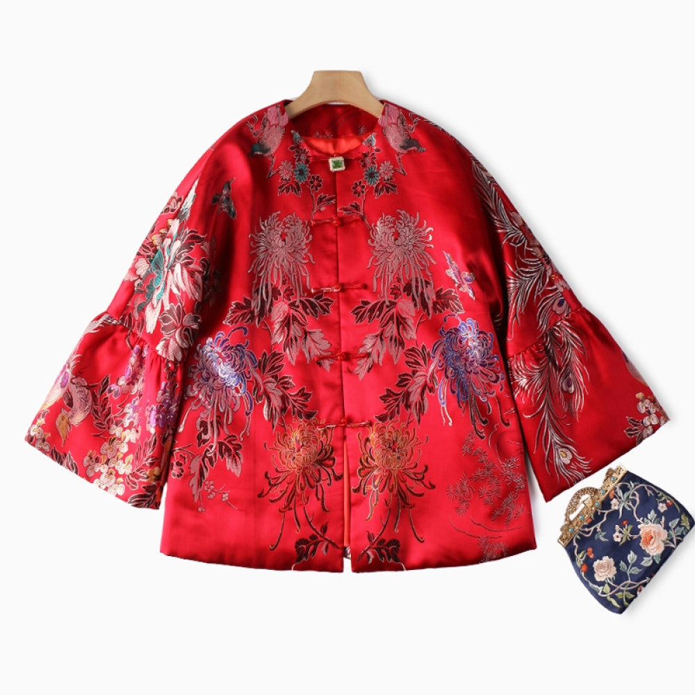 Excluding cost processing price CPP1244 jacquard old satin old fabric retro cotton coat jacket Chinese style jacket winter image 17