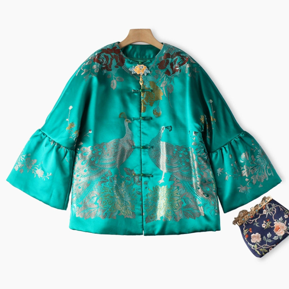 Excluding cost processing price CPP1244 jacquard old satin old fabric retro cotton coat jacket Chinese style jacket winter image 22