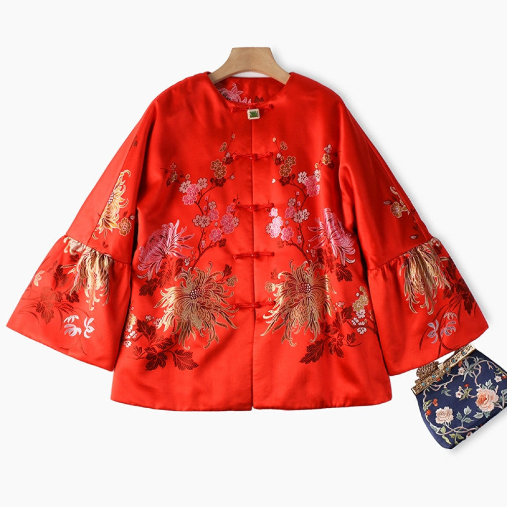Excluding cost processing price CPP1244 jacquard old satin old fabric retro cotton coat jacket Chinese style jacket winter image 25