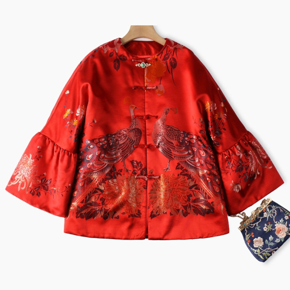 Excluding cost processing price CPP1244 jacquard old satin old fabric retro cotton coat jacket Chinese style jacket winter image 26