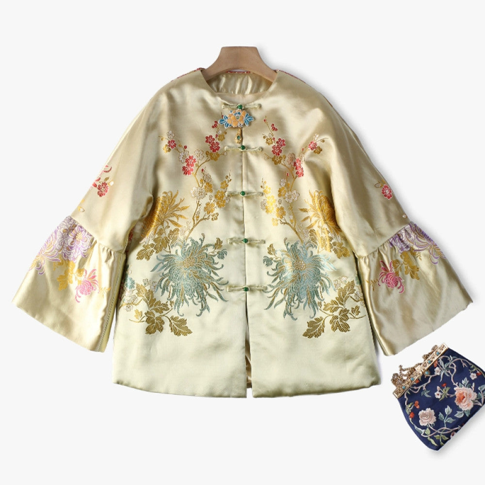 Excluding cost processing price CPP1244 jacquard old satin old fabric retro cotton coat jacket Chinese style jacket winter image 30