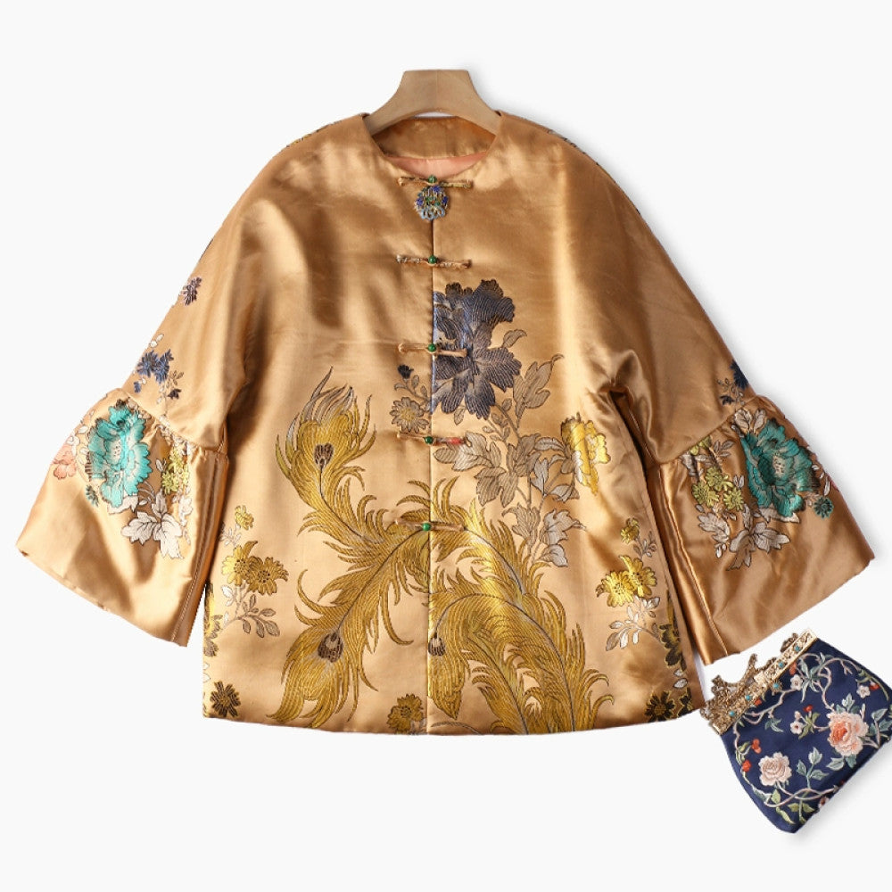 Excluding cost processing price CPP1244 jacquard old satin old fabric retro cotton coat jacket Chinese style jacket winter image 33