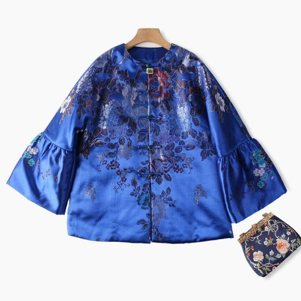 Excluding cost processing price CPP1244 jacquard old satin old fabric retro cotton coat jacket Chinese style jacket winter image 35