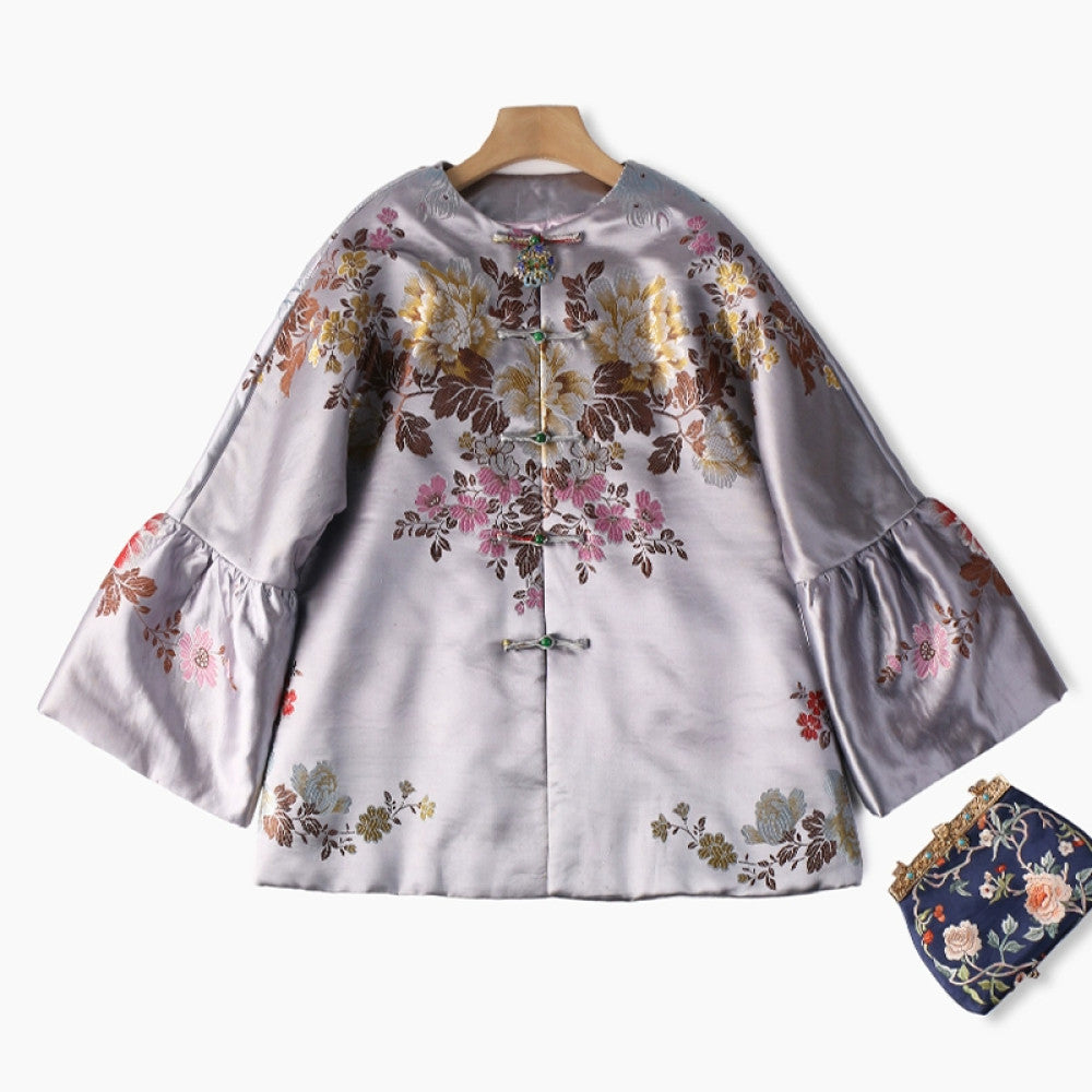 Excluding cost processing price CPP1244 jacquard old satin old fabric retro cotton coat jacket Chinese style jacket winter image 36