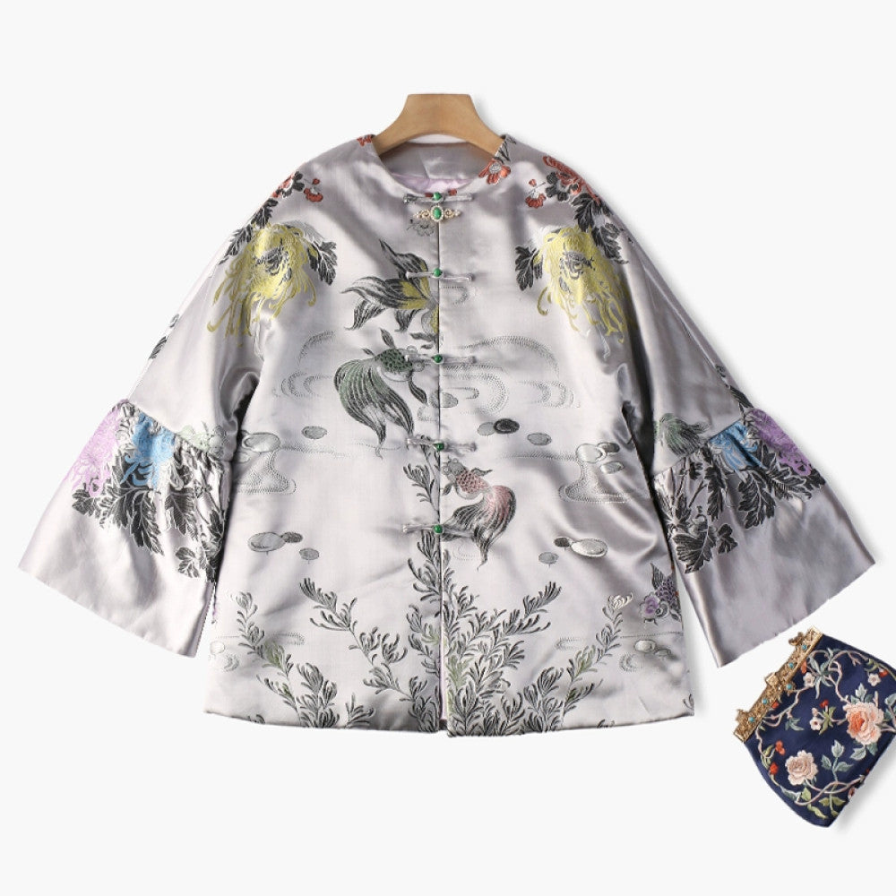 Excluding cost processing price CPP1244 jacquard old satin old fabric retro cotton coat jacket Chinese style jacket winter image 39