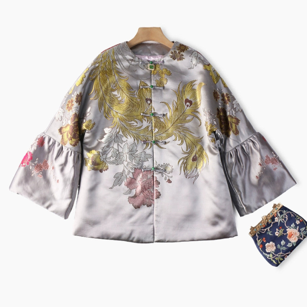 Excluding cost processing price CPP1244 jacquard old satin old fabric retro cotton coat jacket Chinese style jacket winter image 44