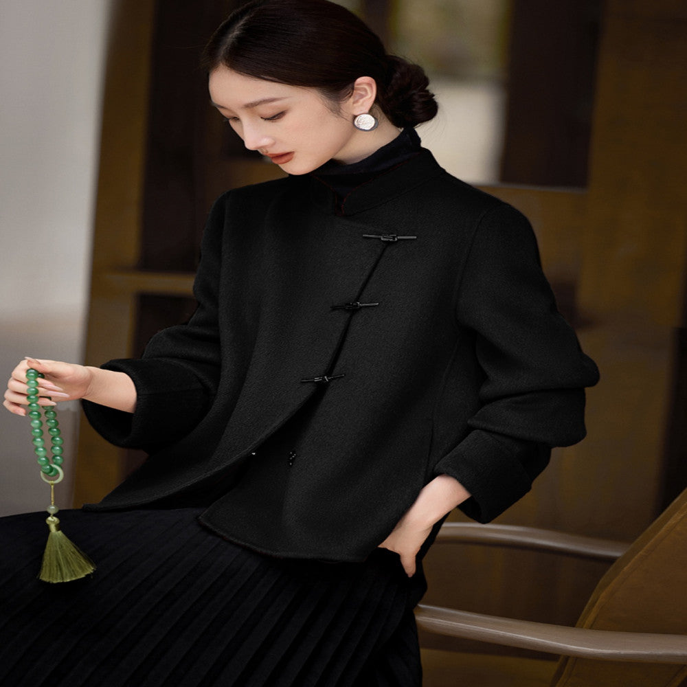 XWI Xinwei New Chinese style red double sided woolen coat for women s autumn and winter wedding dresses suitable for daily wear image 3