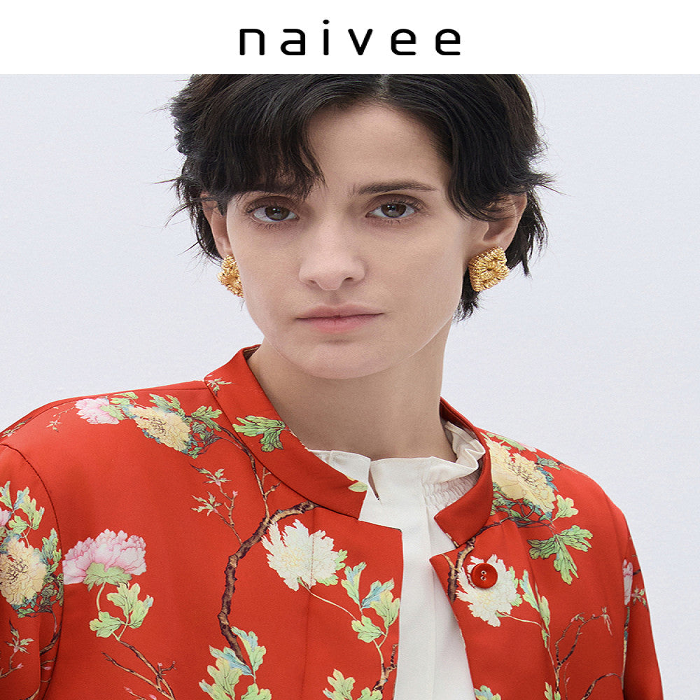 Joyful wishes New Chinese style shopping mall s same style naivee red peony printed New Year cotton clothing for women winter 2025 edition image 3