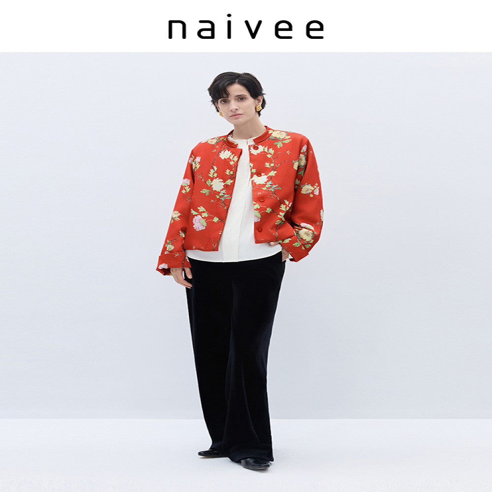 Joyful wishes New Chinese style shopping mall s same style naivee red peony printed New Year cotton clothing for women winter 2025 edition image 4