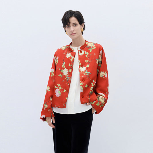 ASAYA3950 🌺 Red Peony Print Jacket