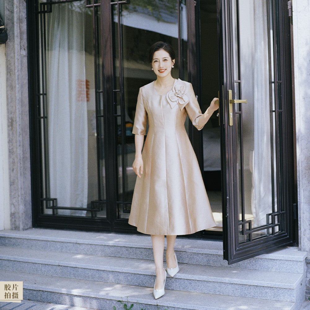 ASAYA3946 ✨ Graceful Burgundy Mother-of-the-Bride Dress 💐