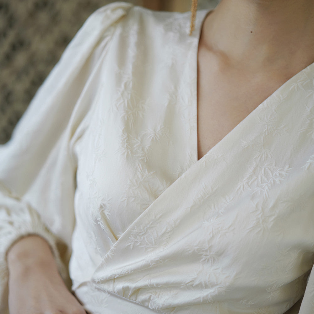 Moye New Chinese Style Bamboo Bank Red Engagement Wedding High Waist Slim Hip Retro Button Slit Skirt image 12