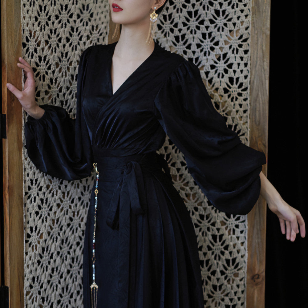 Moye New Chinese Style Bamboo Bank Red Engagement Wedding High Waist Slim Hip Retro Button Slit Skirt image 18