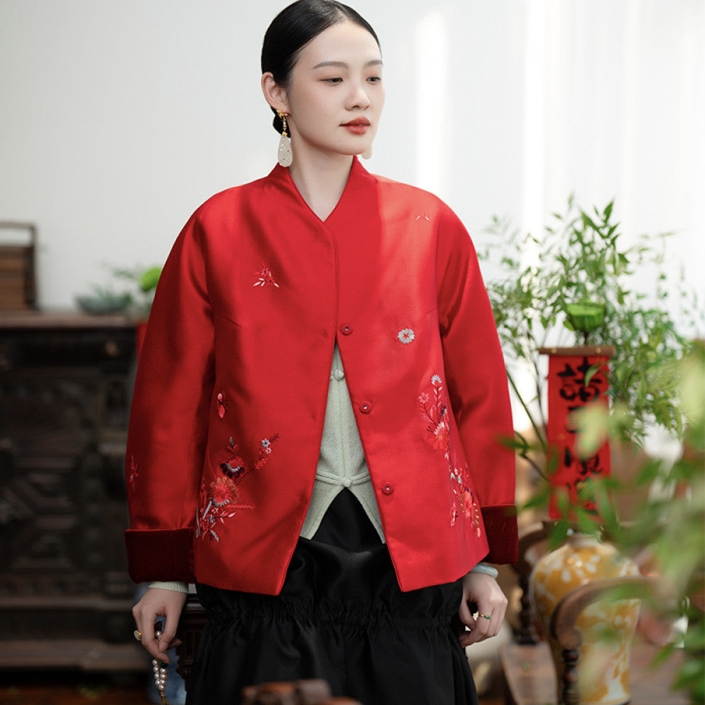 2024 New Product PCY2063 New Year s Collection Chinese Embroidered Coat Retro Small Shirt Autumn Winter Cotton Coat Cotton Coat image 31