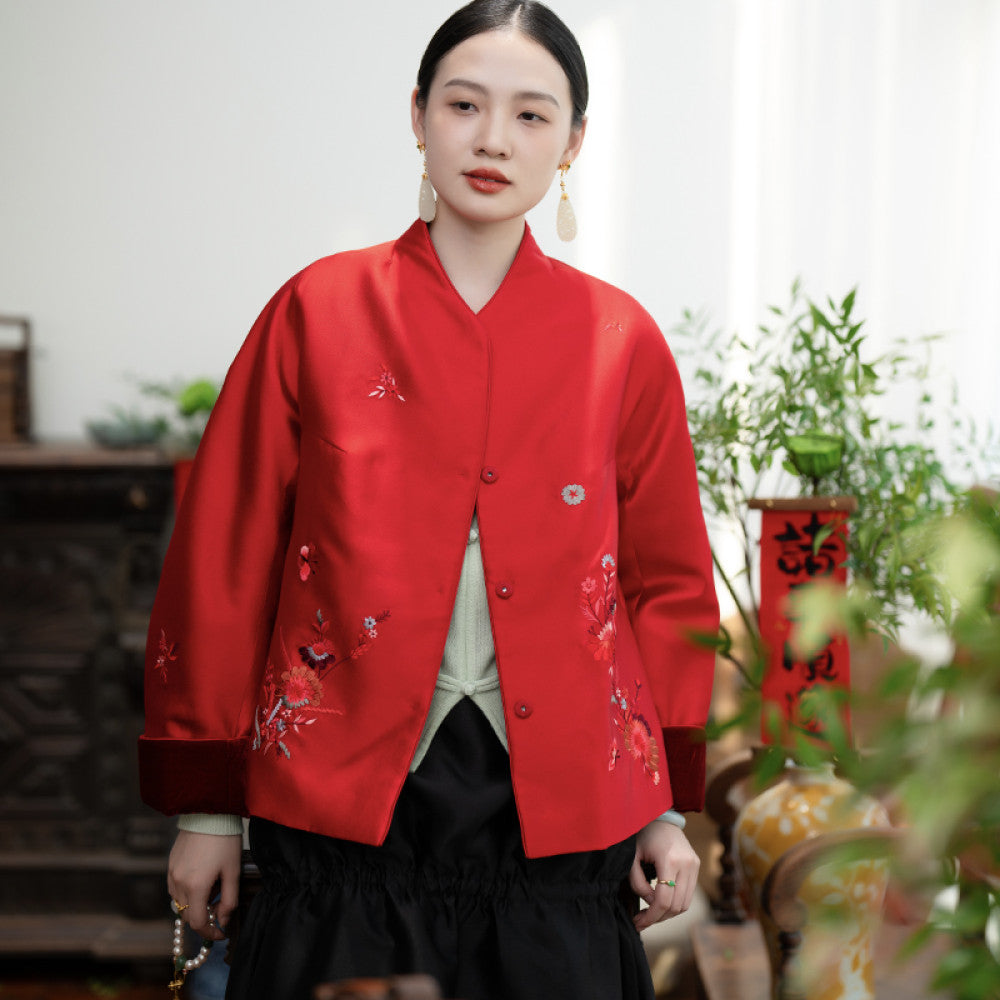 2024 New Product PCY2063 New Year s Collection Chinese Embroidered Coat Retro Small Shirt Autumn Winter Cotton Coat Cotton Coat image 40