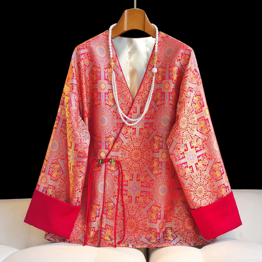 Red New Year s War Robe Vintage National Style Coat Women s Design Sense Small Fashion China Chic Yang Mi Same Chinese Top image 10