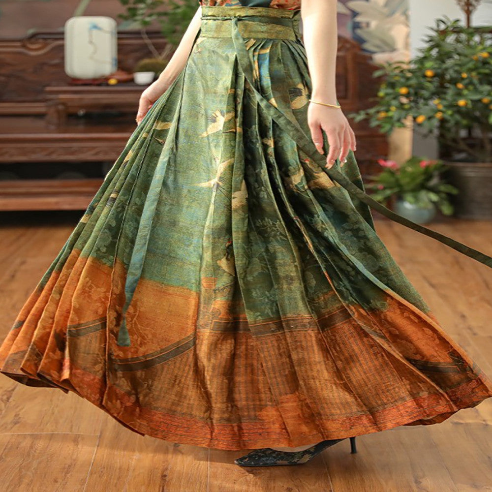 Ruihe Fengnian Red Chinese style mulberry silk silk horse face skirt for women in spring and autumn improved daily half skirt image 4