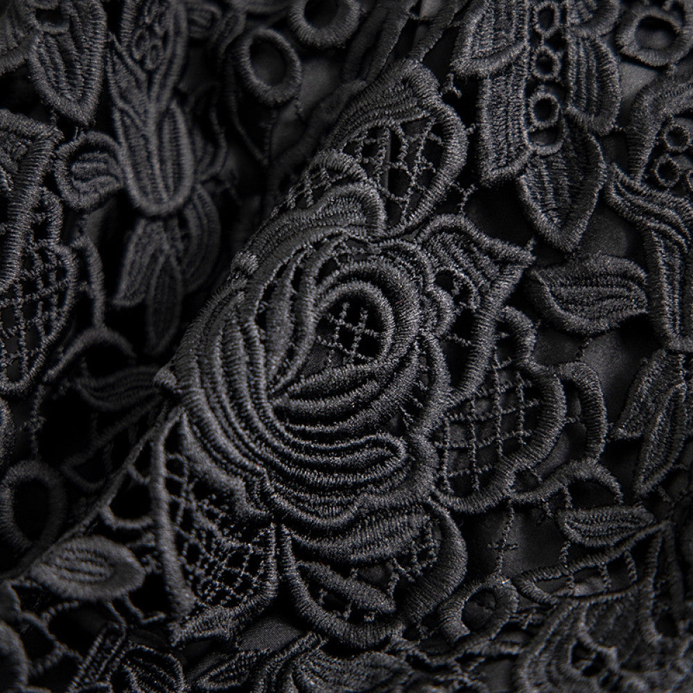 Temperament feminine style hip hugging skirt women s 2024 early spring new high waisted French elegant black slit lace skirt image 3