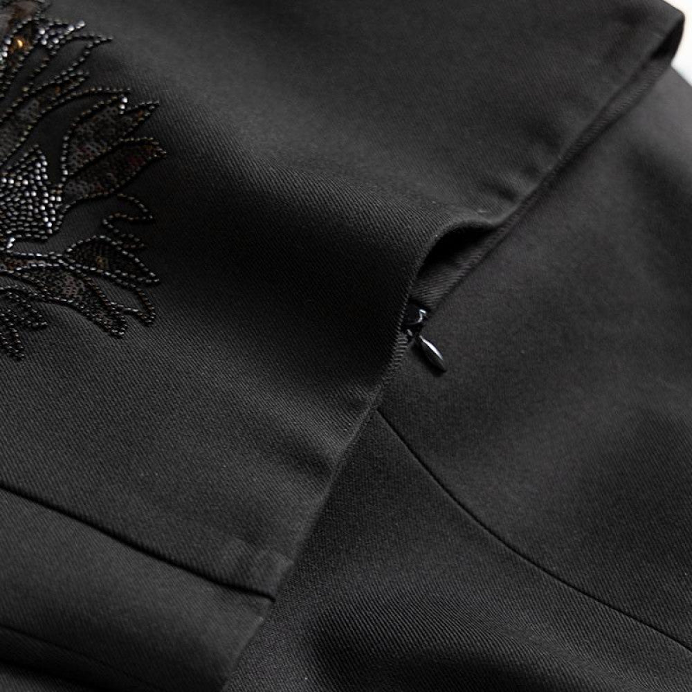 Heavy sequin embroidered skirt for women 2024 autumn and winter new high waist French slim mid length slit hip skirt image 2