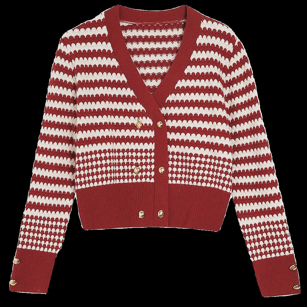 2025 New Year of the Snake Year Suit Spring Festival Outfit Red Wool Knitted Cardigan Top Short Jacket Women s Clothing image 9