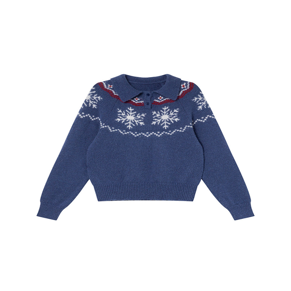 Hello Canon POLO collar snowflake jacquard knitted women s spring and autumn 2025 new loose collar small sweater image 5