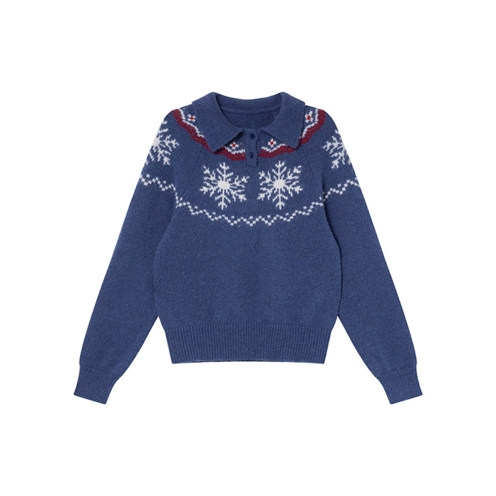 Hello Canon POLO collar snowflake jacquard knitted women s spring and autumn 2025 new loose collar small sweater image 28