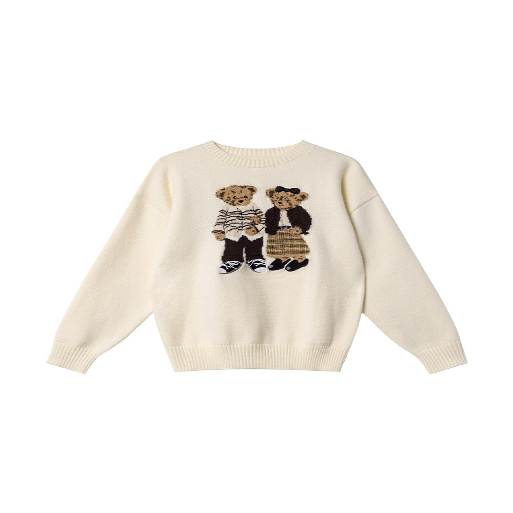 Hello Canon Retro Cartoon Bear Jacquard Round Neck Knitted Sweater for Women Spring New Loose Small Sweater image 5