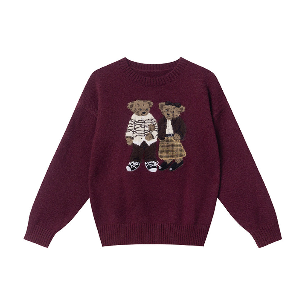 Hello Canon Retro Cartoon Bear Jacquard Round Neck Knitted Sweater for Women Spring New Loose Small Sweater image 45