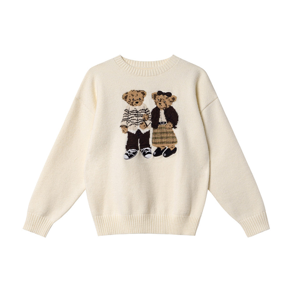 Hello Canon Retro Cartoon Bear Jacquard Round Neck Knitted Sweater for Women Spring New Loose Small Sweater image 51