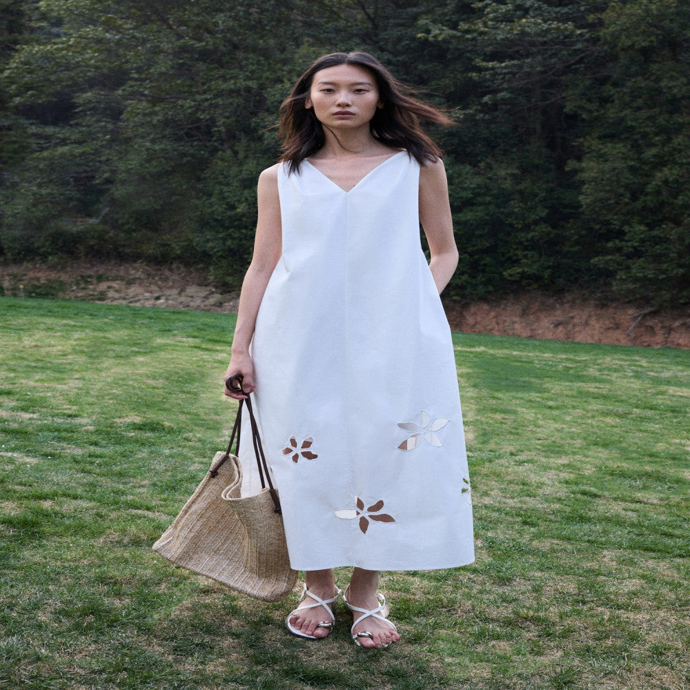 RUISHI s new heavyweight positioning hollow embroidery pure cotton sleeveless A line dress long skirt for women in summer image 20