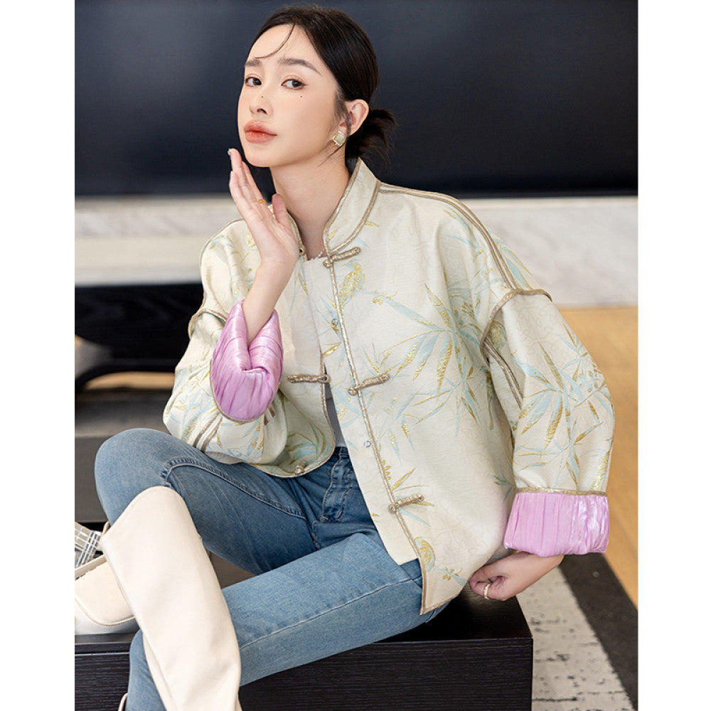 High grade golden retro national style short jacket for women in autumn 2025 new style for small size new Chinese style buttoned tops image 31