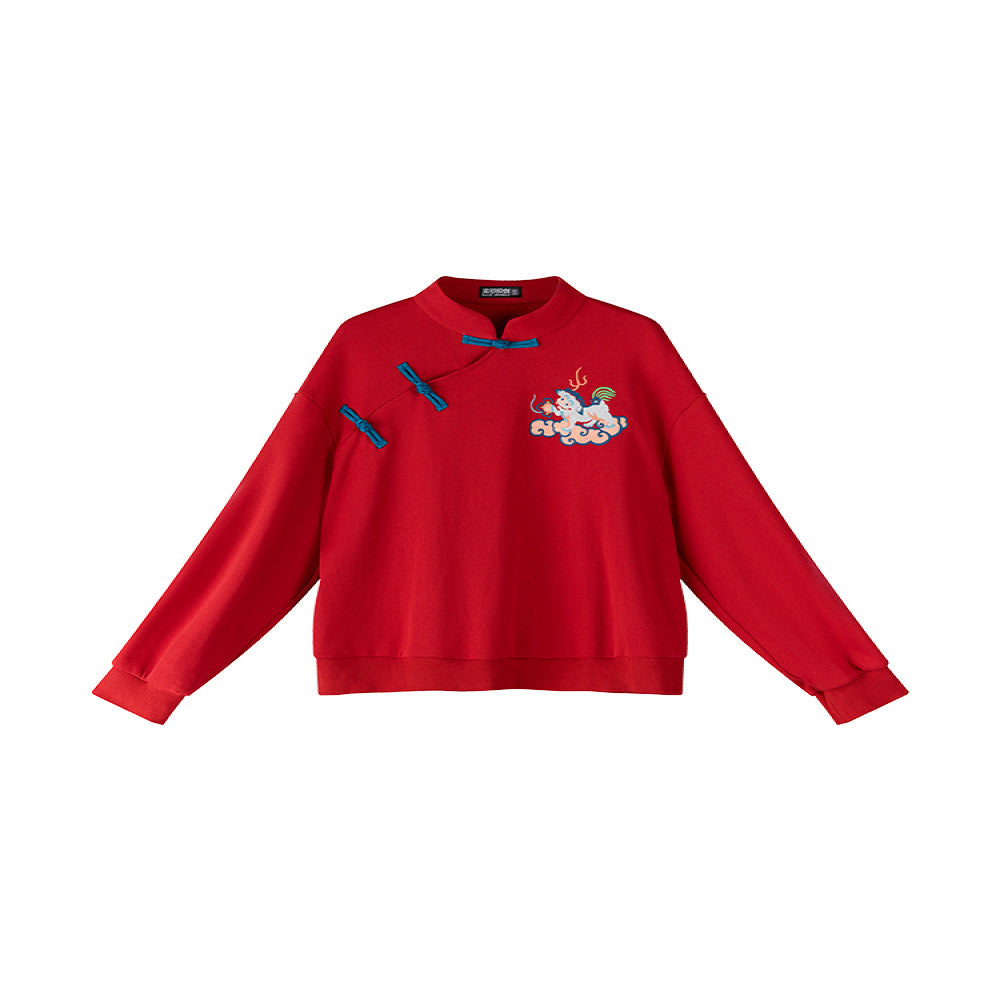 SOLO Original SOLO Spirit of Mountains and Seas Autumn New Chinese Style Embroidered Loose Stand Collar Sweatshirt image 5