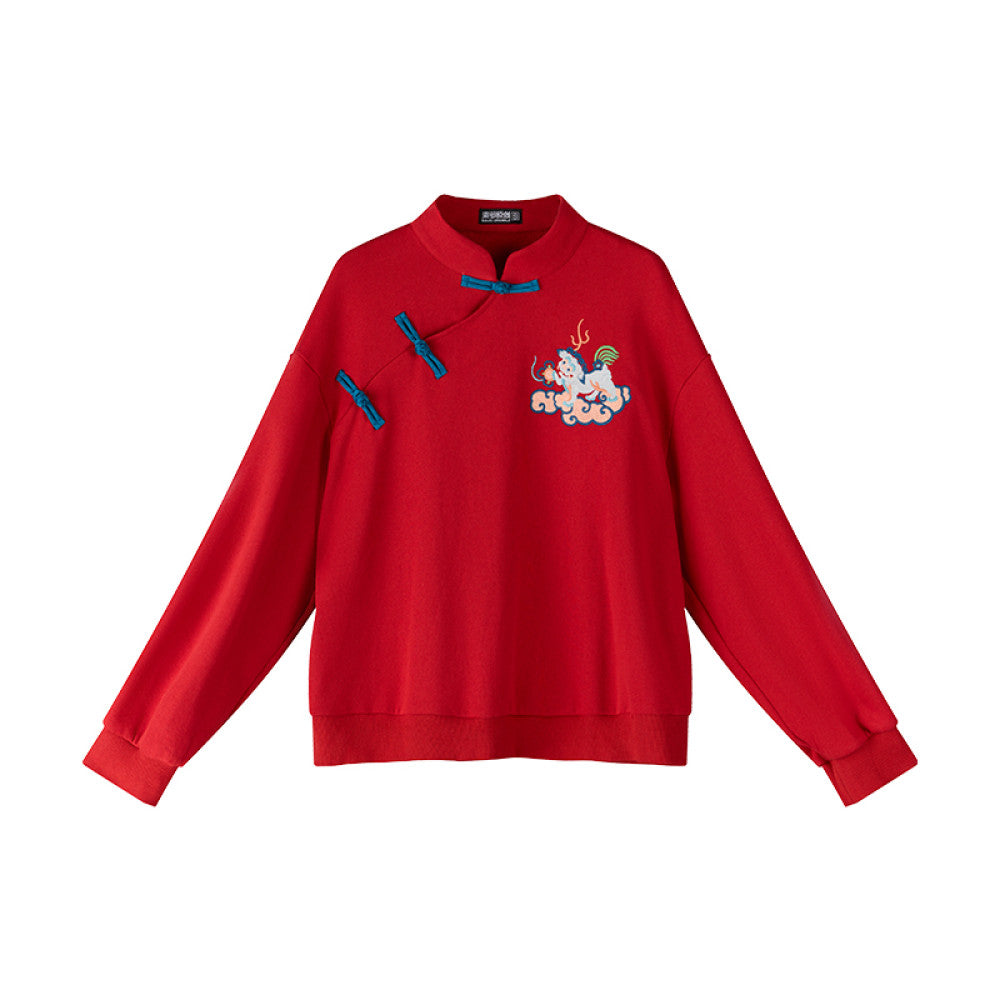 SOLO Original SOLO Spirit of Mountains and Seas Autumn New Chinese Style Embroidered Loose Stand Collar Sweatshirt image 7